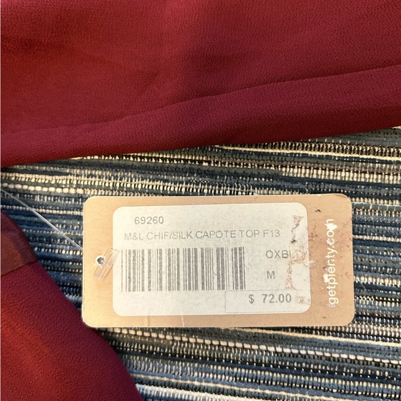 🆕Monk and Lou Chiffon Silk Capote Top in Cranberry Size US M - Picture 7 of 9